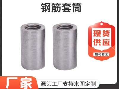 厂家直销钢筋套筒国标直螺纹钢筋连接套筒钢正丝钢筋接驳器连接件