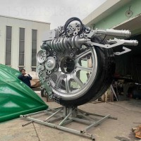 银川城市不锈钢车轮雕塑设计 汽车主题雕塑制作工厂