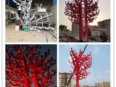 邵阳开发区景观不锈钢树雕塑 烤漆雕塑厂家安装