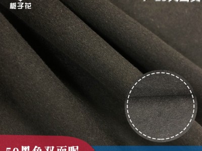 粗纺呢料工厂直销秋冬50羊毛黑色双面呢面料图1