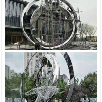 济源主题街区 旋转圆环雕塑 水景灯光雕塑作品图