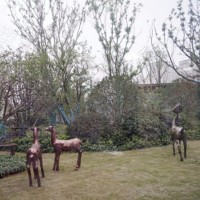 嘉定城市规划 玻璃钢仿铜鹿雕塑 青铜环境艺术摆件