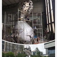 合肥小型广场景观雕塑 不锈钢镜面透雕工厂定制