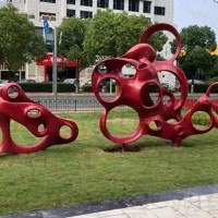 怀化道路绿化草坪雕塑 不锈钢烤漆抽象雕塑摆件