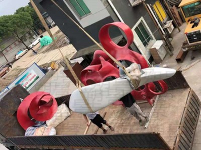 怀化道路绿化草坪雕塑 不锈钢烤漆抽象雕塑摆件图2