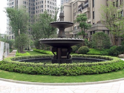 无锡花园水池 双层铜水钵雕塑 铸铜水景喷泉雕塑图2