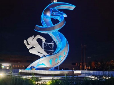 韶山城建大型运动人物雕塑 不锈钢彩色灯光雕塑工艺