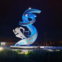 韶山城建大型运动人物雕塑 不锈钢彩色灯光雕塑工艺