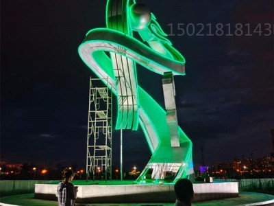 韶山城建大型运动人物雕塑 不锈钢彩色灯光雕塑工艺图2