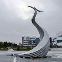 聊城广场不锈钢镜面凤凰雕塑 金属抽象动物摆件