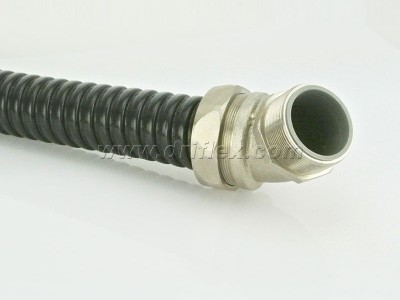 黑色包塑金属软管/波浪型金属软管配铁镀锌直接头图2