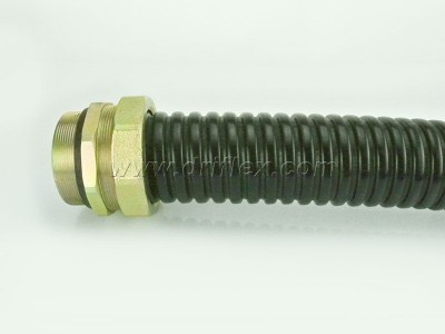 黑色包塑金属软管/波浪型金属软管配铁镀锌直接头图3