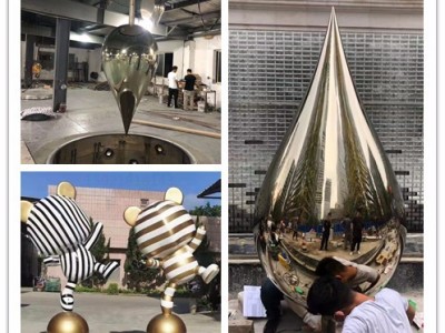 开封简约 电镀金不锈钢雕塑 水滴摆件