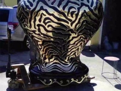 南通企业标识 镜面花纹不锈钢坛子雕塑 酒坛定制