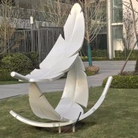 山西小区绿化 不锈钢烤漆羽毛雕塑 工厂定制