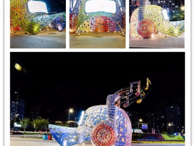 本溪灯光节雕塑 广场不锈钢炫彩帽子雕塑定制图2