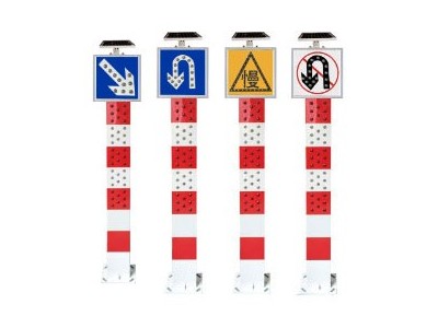 路口太阳能警示柱，靠右行驶太阳能交通警示柱质保2年图2