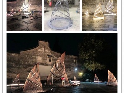 义务古城景观 不锈钢灯光竹笋雕塑 镂空植物笋雕塑定制图2