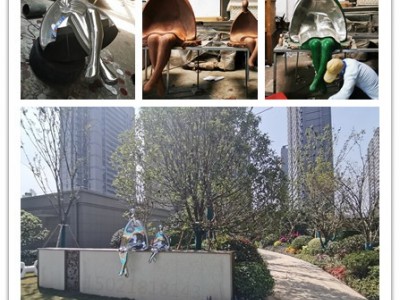 日照小区入口 不锈钢镜面人物雕塑 抽象人雕塑摆件图2