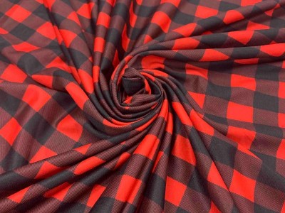 涤纶格子印花布加工定制 服装家纺鞋面内里成衣图1