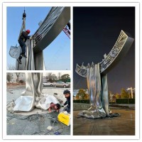 三明海纳公园主题雕塑 大型不锈钢抽象帆船雕塑