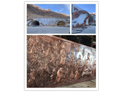 云林公路隧道入口景浮雕 纯紫铜浮雕画安装工厂图2
