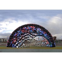 太原城市广场雕塑 不锈钢彩绘半球雕塑摆件