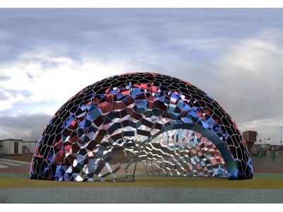 太原城市广场雕塑 不锈钢彩绘半球雕塑摆件图2