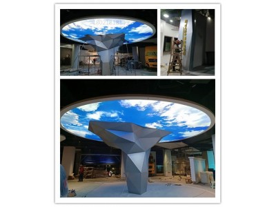 锦州体验馆内景 几何面灯光树雕塑摆件图2