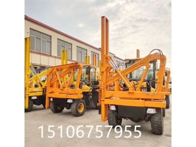 郭工公路护栏打桩机 轮式波形护栏打桩机 液压打拔钻一体机图2