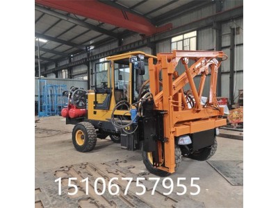 郭工公路护栏打桩机 轮式波形护栏打桩机 液压打拔钻一体机图4