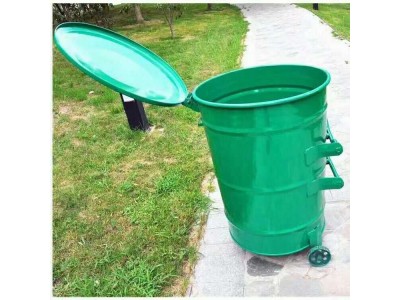 献县瑞达户外挂车铁质垃圾桶厂家批发图4