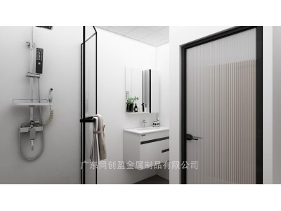 轻奢简约不锈钢镜柜卫浴带灯置物金属镜柜图3