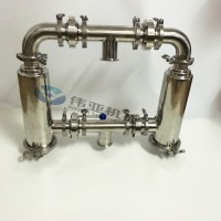 果酒304不锈钢双联管道过滤器