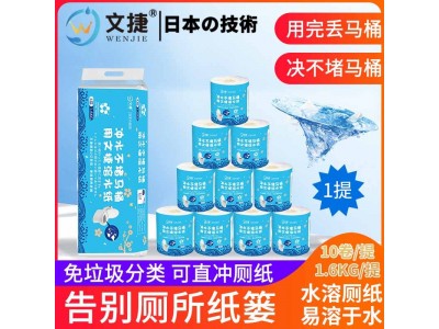 杭州文捷溶水卫生纸卷筒纸冲水纸溶水纸厕纸有芯纸1600克1提