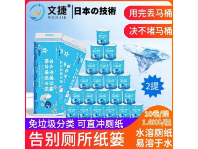 杭州文捷溶水卫生纸卷筒纸冲水纸溶水纸厕纸有芯纸1600克2提