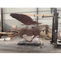 湖州展览馆 方块拼接桐木飞马雕塑 落地摆件