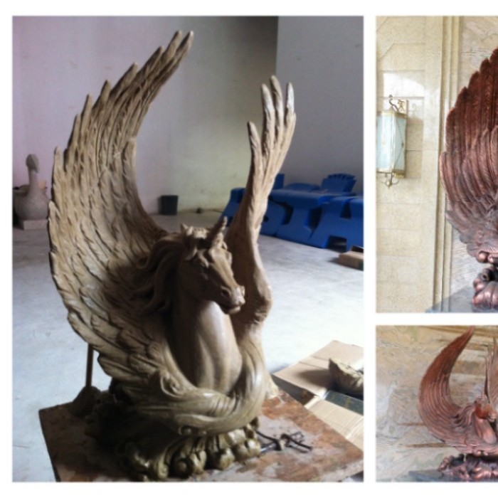 浦东康桥艺术雕塑 半身飞马铸铜雕塑工艺摆件