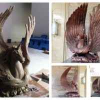 浦东康桥艺术雕塑 半身飞马铸铜雕塑工艺摆件