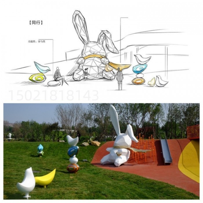 新年吉祥物 可爱兔子雕塑 梦想兔摆件