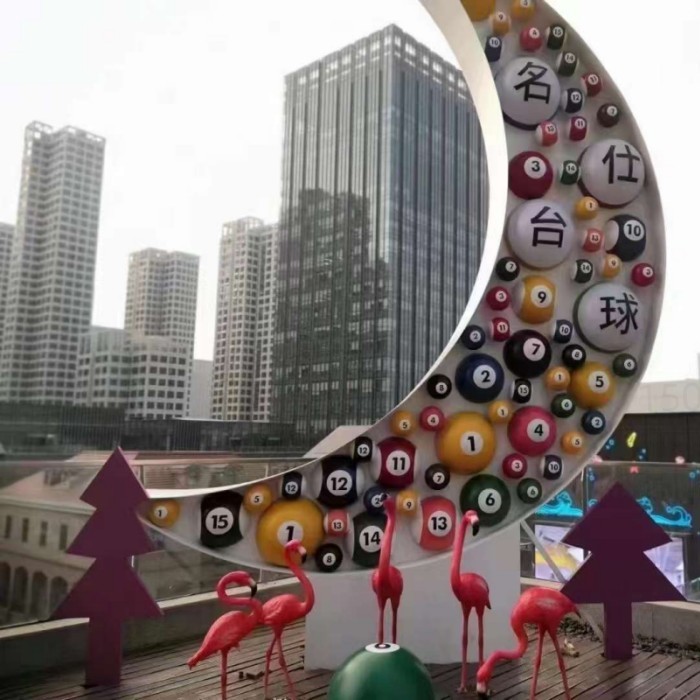 贵州球厅外月亮球宣传牌 灯光台球雕塑摆件图2