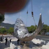 德清广场不锈钢镜面鲤鱼雕塑 鲤鱼跃龙门摆件定制