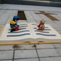 瑞安校园景观-书本不锈钢雕塑 女孩读