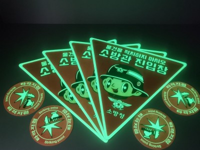 供应韩国夜光消防PVC警示标识，个性图案带背胶消防警示标牌图2