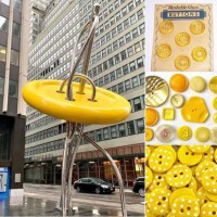 扬州步行街纽扣不锈钢雕塑 穿针引线扣子雕塑定制