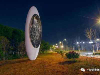 乾州临港之眼 网格镜像结构雕塑定制