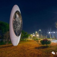 乾州临港之眼 网格镜像结构雕塑定制