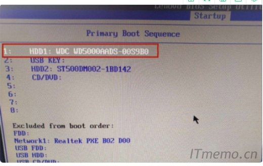 BIOS设置界面是否正常识别到硬盘，确认装有系统的硬盘在第一启动项。