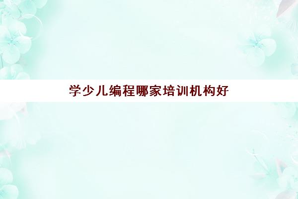 学少儿编程哪家培训机构好