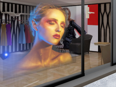 广东全息投影设备 玻璃成像膜橱窗广告背投贴膜 投影幕布透明膜